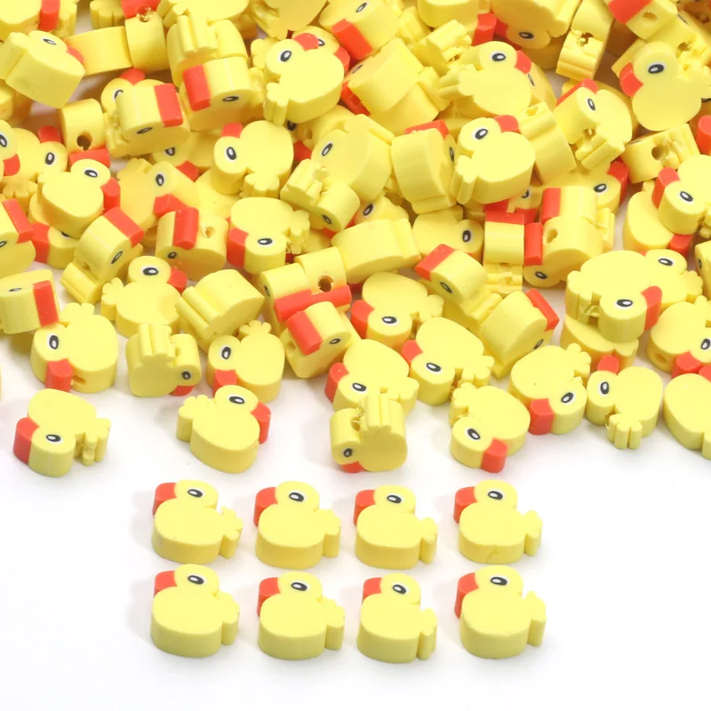 20/50/100pcs 9mm Cute Yellow Duck Clay Beads Polymer Clay Spacer Beads For Bracelet Necklace Jewelry Making DIY Accessories