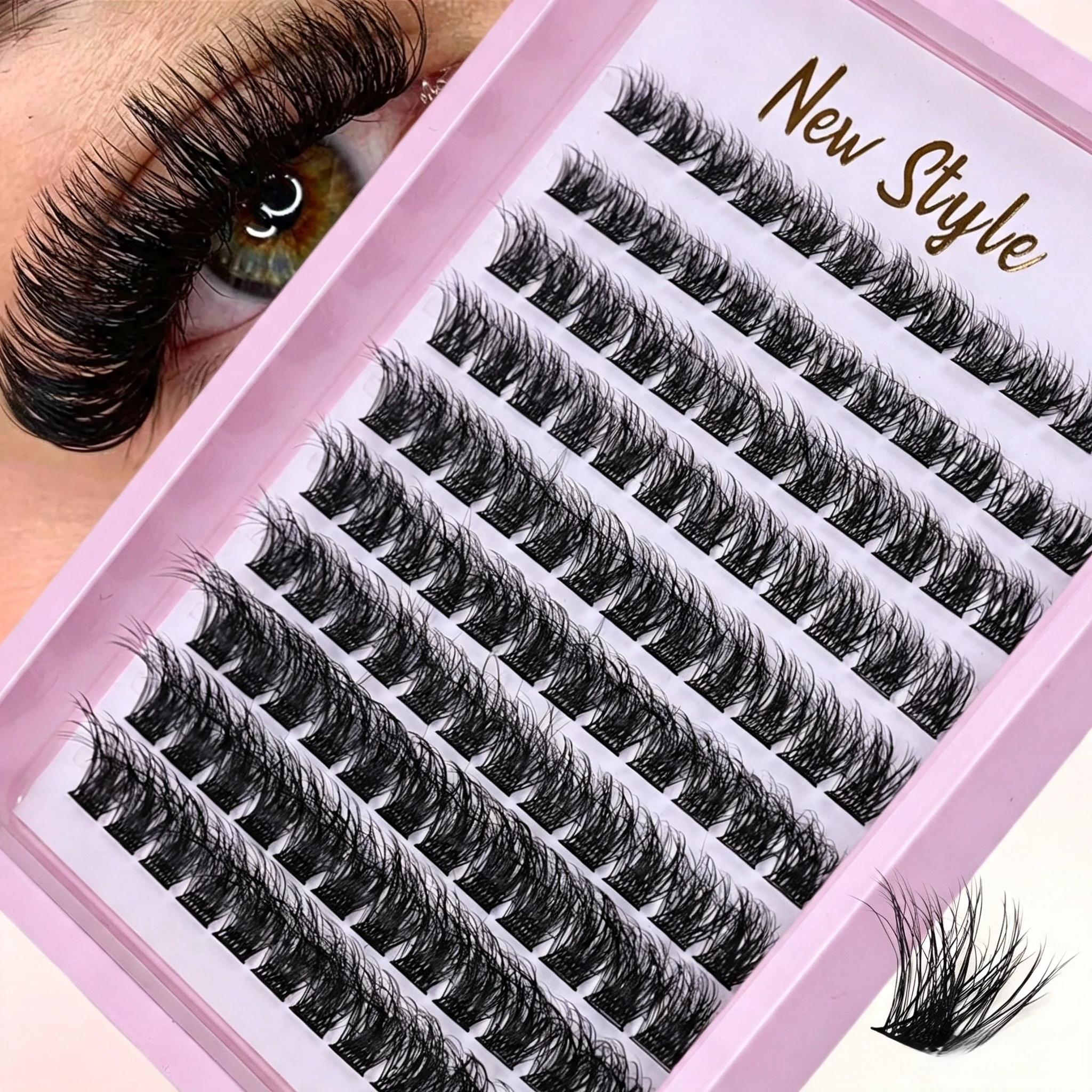 DIY Self Grafting Soft Fluffy D Curl Cluster Lashes Mixed Wispy Individual Lashes 10-16mm Reusable for Daily Makeup Natural Look