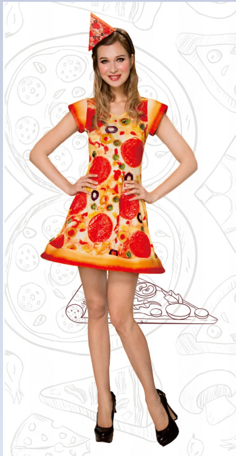 Funny Pizza Skirt With Headband For Adult And Children Carnival Party