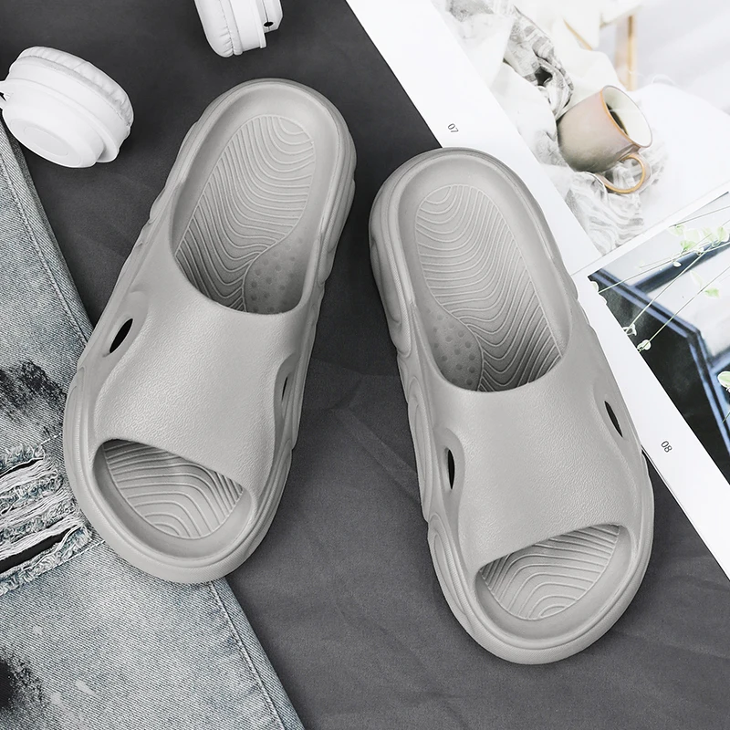 

Летние мужские тапочки Feces, домашние и уличные сандалии, пляжные мужские повседневные удобные шлепанцы, мужские и женские домашние тапочки