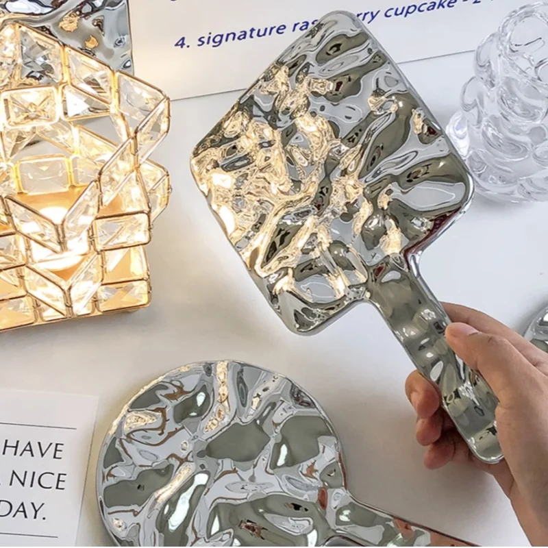 손잡이가 달린 휴대용 거울, 물 리플 휴대용 거울, 여행 및 가정용 화장품 거울