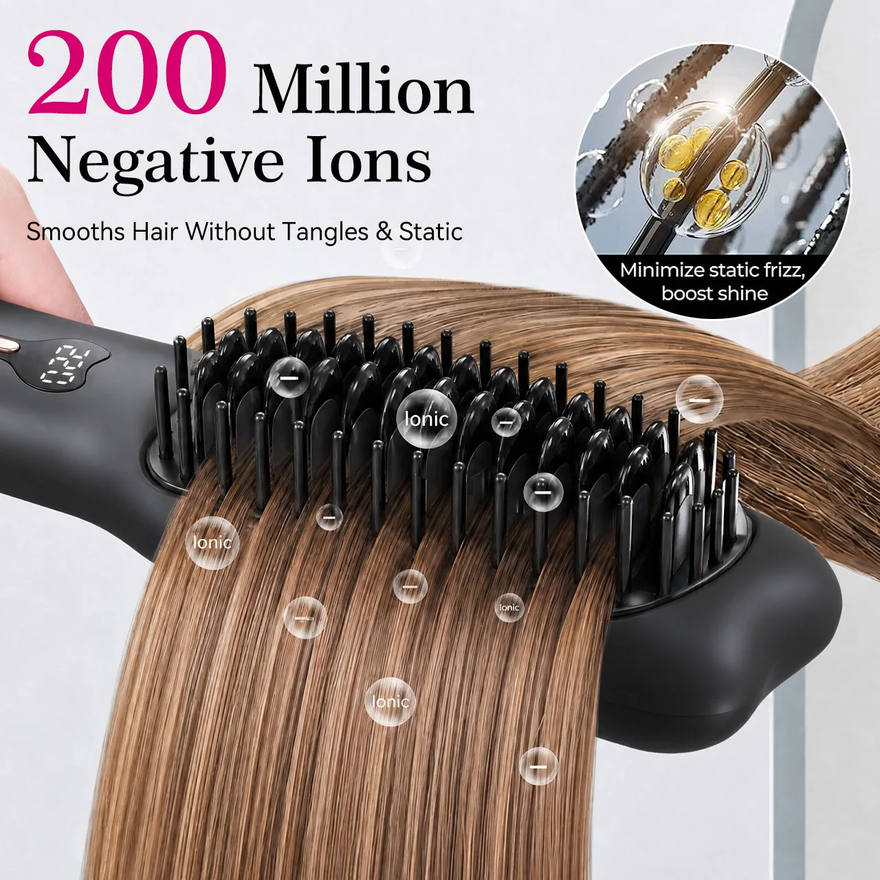 Hatteker Wireless Hair Straightening Comb Portable USB Multi-temperature Control Straightener And Curler for All Hair Types 3
