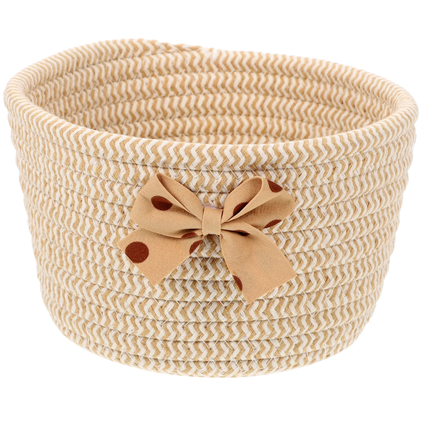 

Desktop Nordic Cotton Rope Woven Bow Soft Round Organizer Home Decor Shelf For Nursery Kids Room Baby Clothes Keys Woven Storage