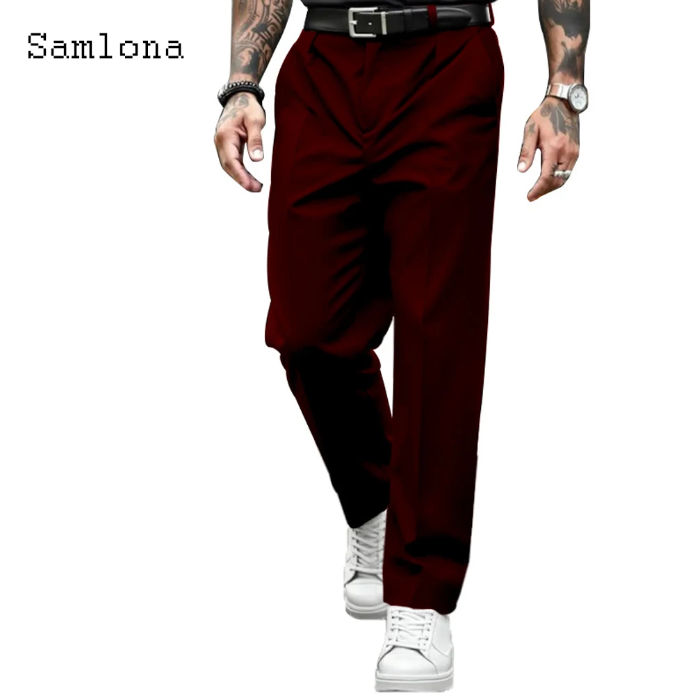 2025 الرجال بدلات الموضة الأنيقة السراويل البيضاء مستقيم Hotpants الذكور الكاحل طول بنطلون حجم كبير الرجال Sweatpants الأساسية غير رسمية