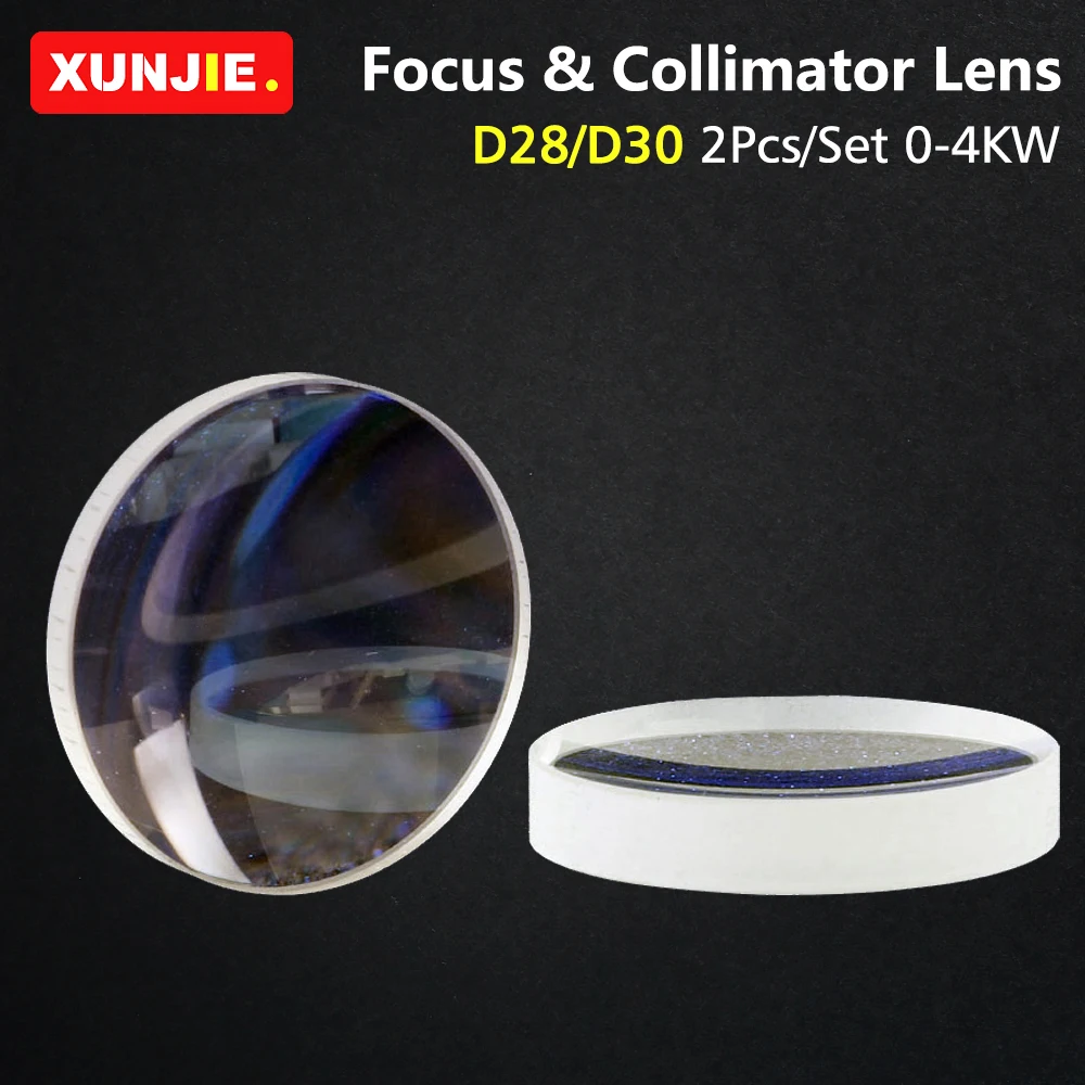 Focus Collimator Lens D28 D30 F75/100/125/150/155/200mm 2Pcs Quartz Fused Silica for Raytools WSX Bodor Laser 1064nm Spherical