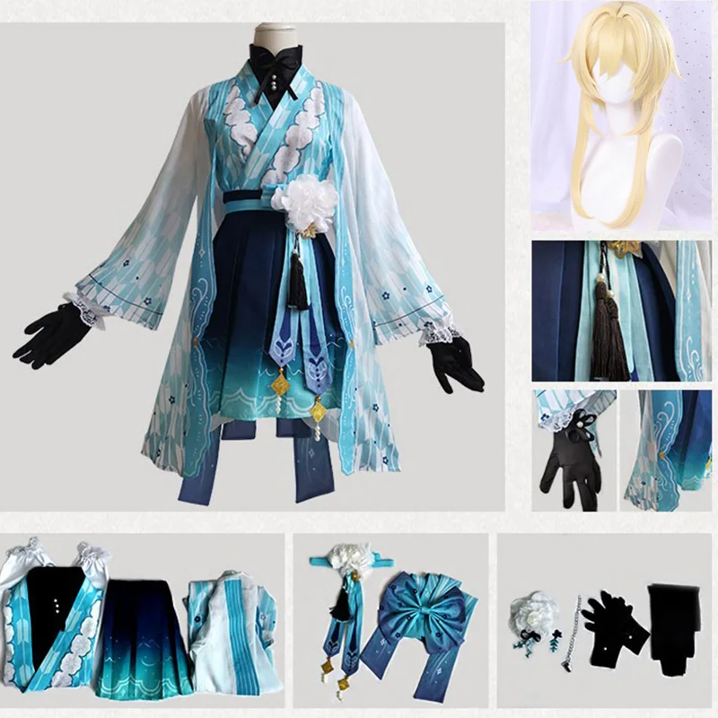 

Game Genshin Impact Traveler Lumine cosplay costume Lolita Kimono Uniform for Christmas Party Masquerade Anime Shows