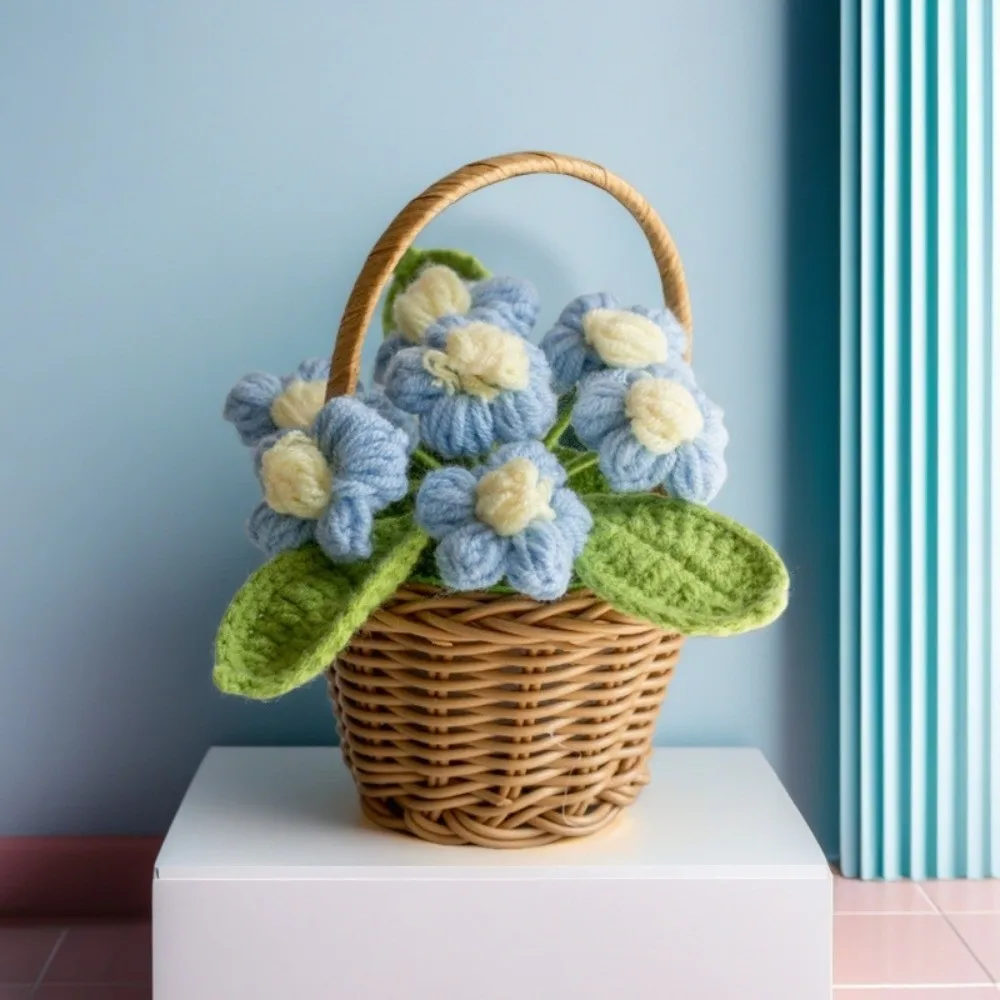 

New Daisy Crochet Flower Pot Mini Wool Knitted Flowers Hand-knitted Table Ornament Home Decor
