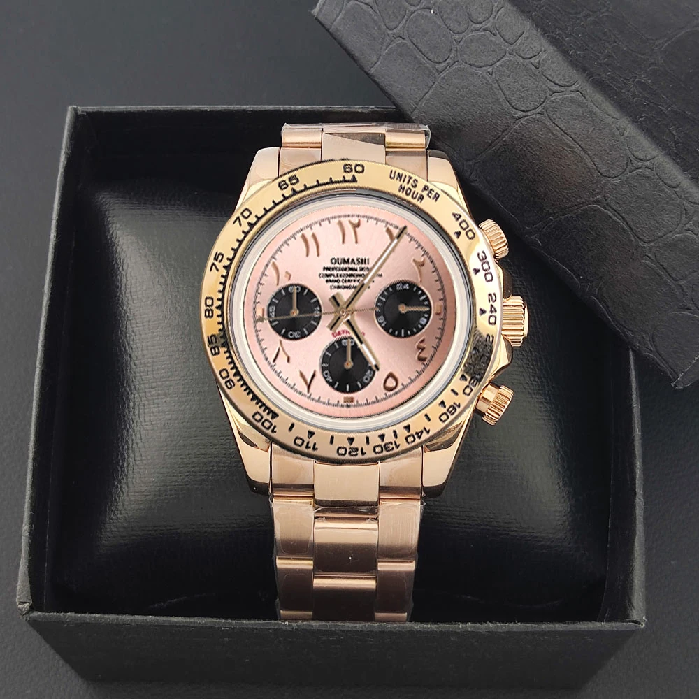 Reloj VK63 de 39,3mm para hombre, esfera árabe, reloj personalizado para hombre, reloj de cuarzo de lujo para hombre, cronógrafo deportivo VK63 con cristal de zafiro