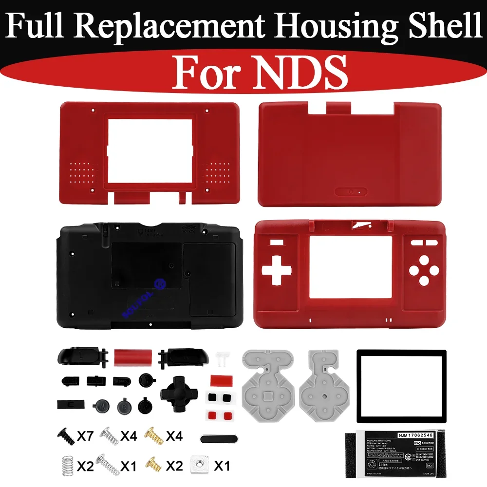 Neues komplettes Gehäuse-Set für NDS in Rot mit Tasten, Ersatzgehäuse, komplettes Reparaturteile-Kit, Gehäuse für NDS-Zubehör