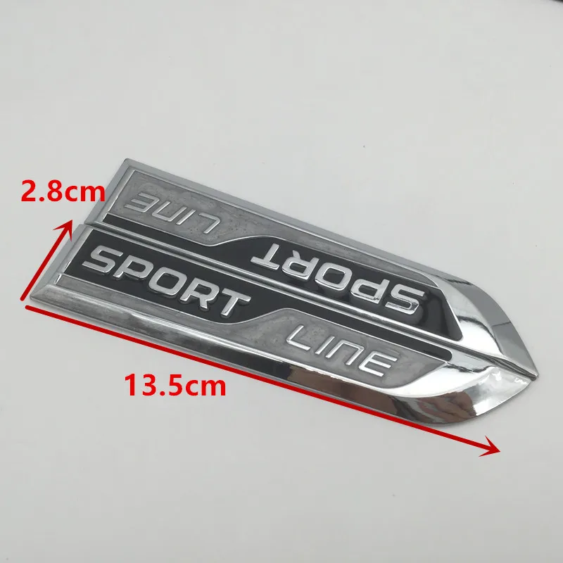 2pcs metal SPORT LINE for SKODA Car Fender side Emblem Badge Decal rear tail bumper trunk Sticker styling Accessories