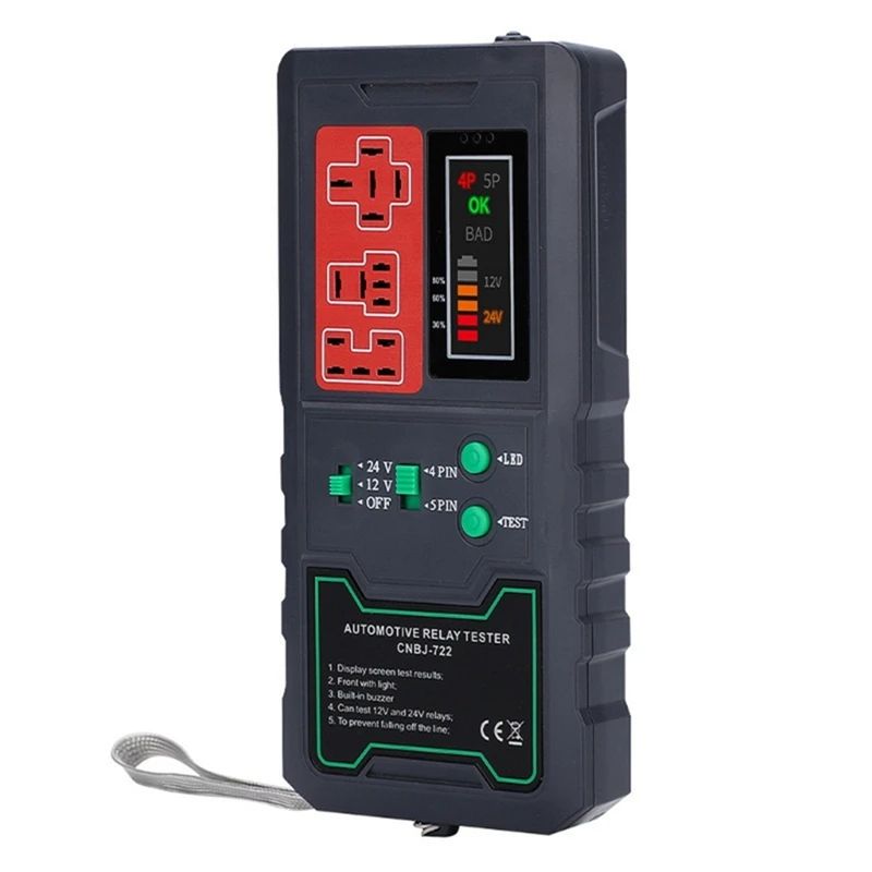 

12V 24V Battery Tester Relay Analyzer Alternator Checker Vehicle Cranking Charging System Diagnostic Tool For Motorcycle