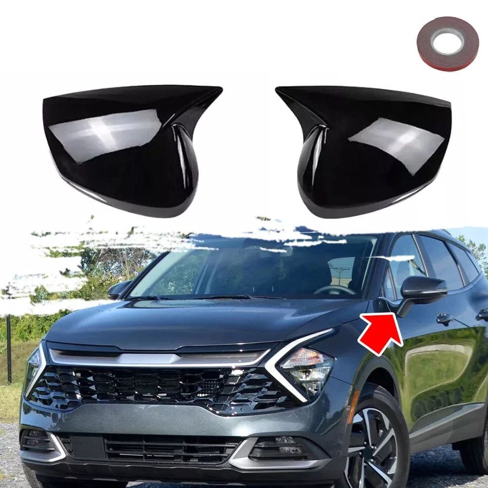 

1 Pair Car Rearview Mirror Covers Gloss Black Wing Side Rearview Mirror Cap Covers For KIA For Sportage 2023 2024 2025