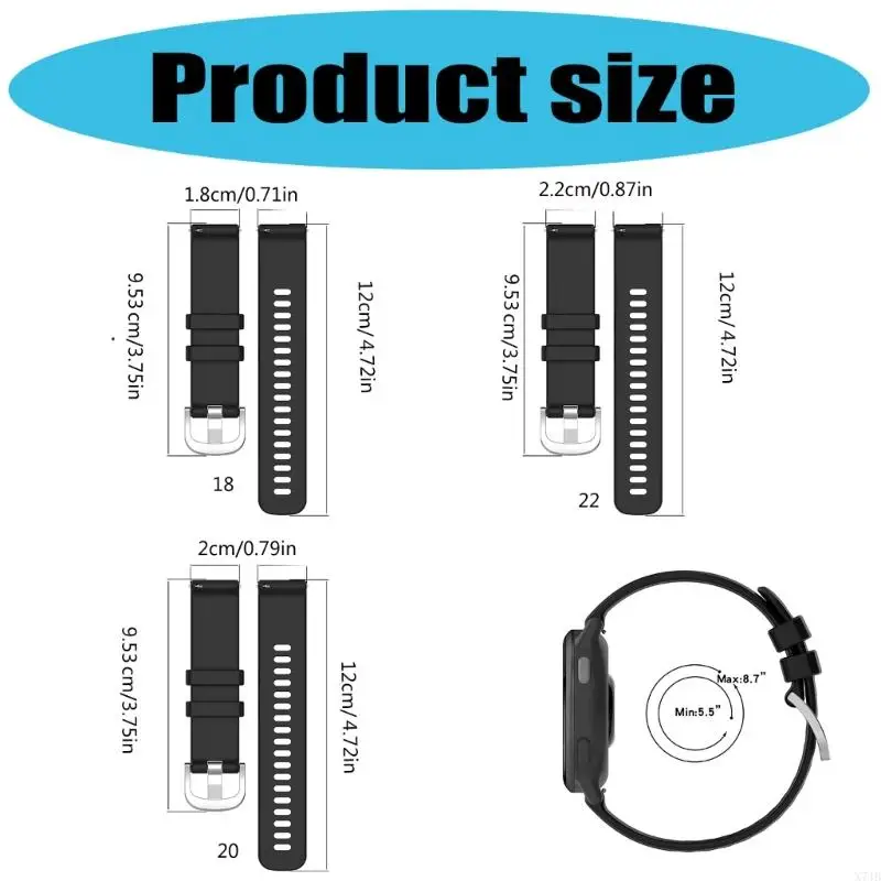 Adjustable Silicone Watchband Sweatproof Closure Quick Release Watch Straps Extended Durability for Smartwatch 5/6