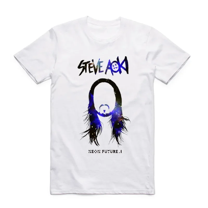 

2025 Summer New Men Print STEVE AOKI T-shirt O-Neck Short Sleeves Graphic EDM House Music Festival Ibiza Electro T Shirt Top Tee