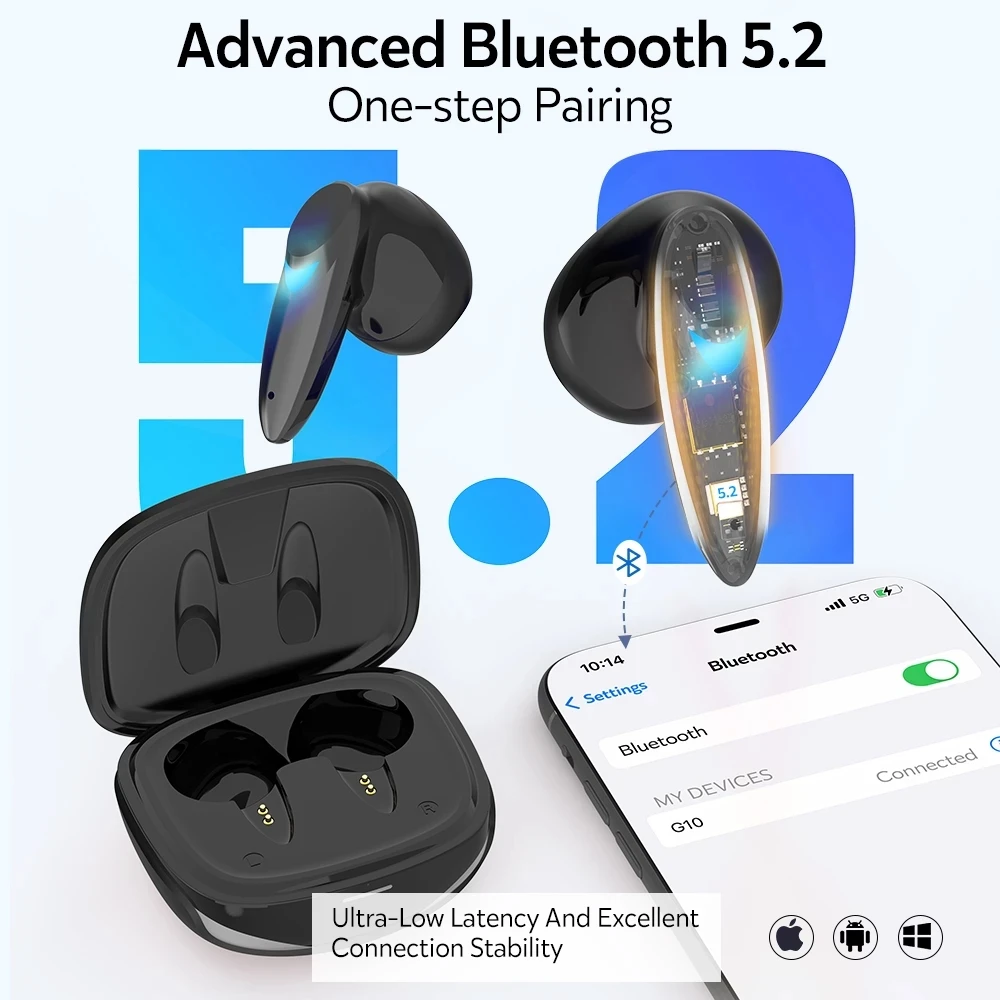 New Original DACOM G10 TWS Bluetooth 5.2 Earbuds Touch Control Wireless Stereo Headphones Sport Waterproof for Mobile Phones