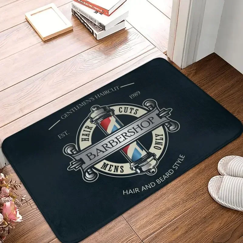 Vintage Barbershop Logo Door Floor Bath Kitchen Mats Outdoor Barber Shop Doormat Bedroom Balcony Entrance Rug Carpet Footpad