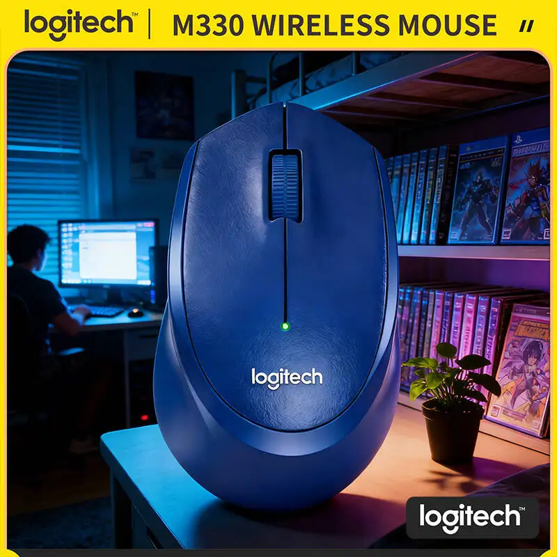 

Бесшумная беспроводная мышь Logitech M330, беспроводной оптический датчик 2,4 ГГц, эргономичный дизайн, тихий щелчок для портативных ПК Mac