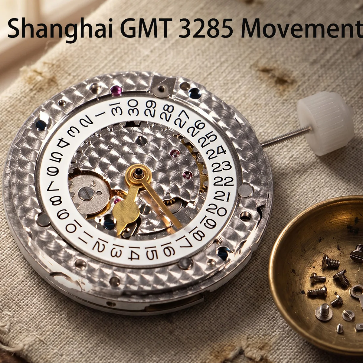 VR-3285 Shanghai GMT 3285 Automatic Mechanical Movement 4 Hands Blue Balance Modification Replace Movement 3285 31 Jewels