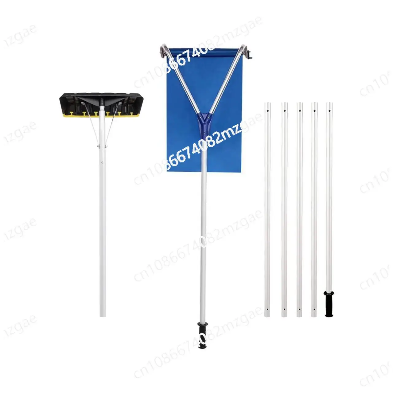 Lightweight aluminum 2-in-1 retractable roof snow rake, convenient roof snow removal tool