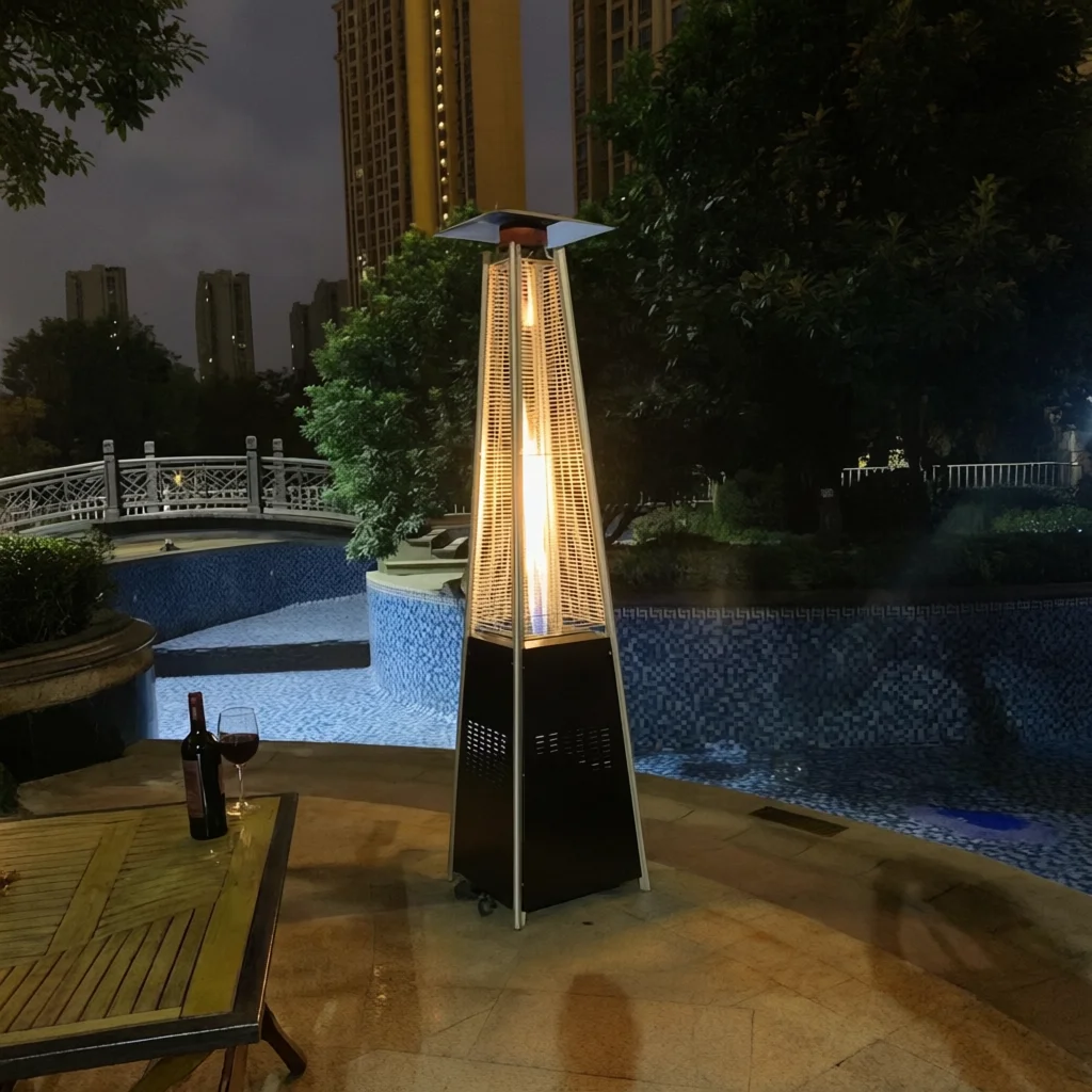 Efficient Tower Glass Tube Propane Gas Heater Stove Multifunctional Freestanding Infrared Outdoor Patio Heater