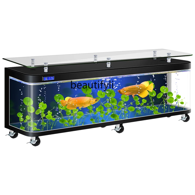 

Coffee table TV cabinet Fish tank Hot bending integrated molding Household living room Large floor-to-wall aquarium