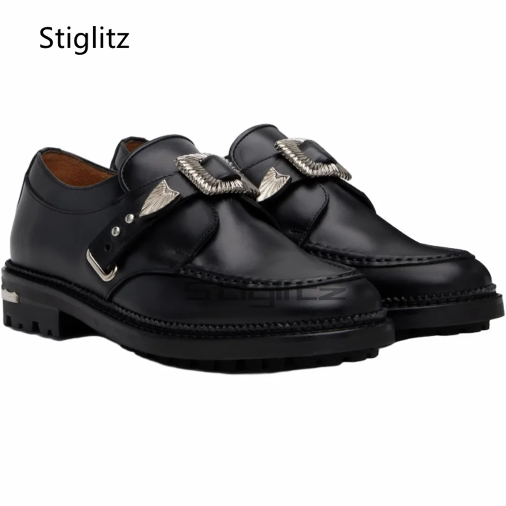 

Мужская повседневная деловая обувь с металлической пряжкой, удобная офисная обувь из натуральной кожи на толстой подошве, весна-осень