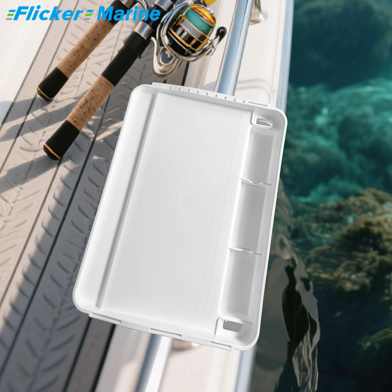 Boat Bait Station Cutting Board with Rod Holder Mount, Durable Marine Fillet Table for Fishing, Tackle & Tool Organizer