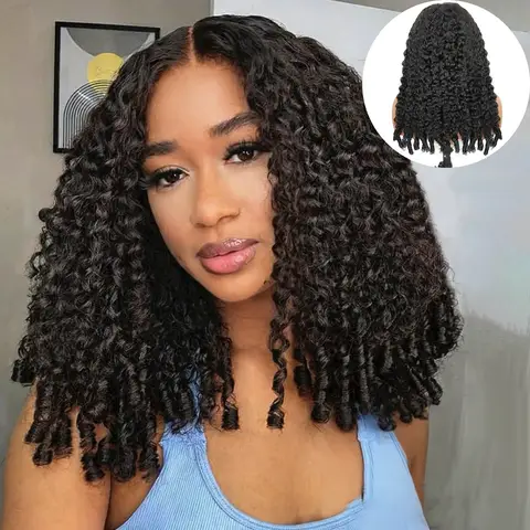 Burmese Curly Human Hair Wig With Spiral Curls End 7x6 Glueless Lace Front Wigs 220 Density Pre Plucked Knots Lace Frontal Wig