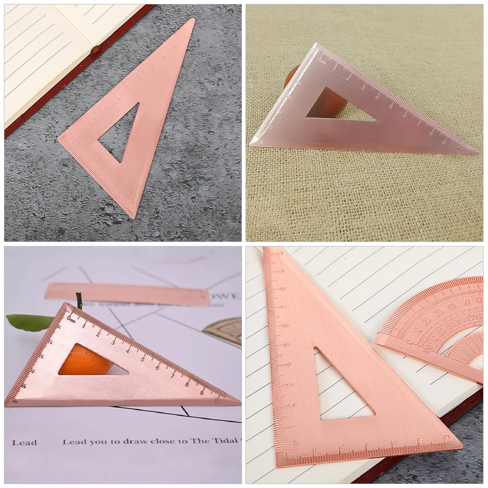 Copper Triangle Ruler Student Drafting Tools Measuring Square Carpenter Scale Geometry Stationery Vintage Handmade Reliable
