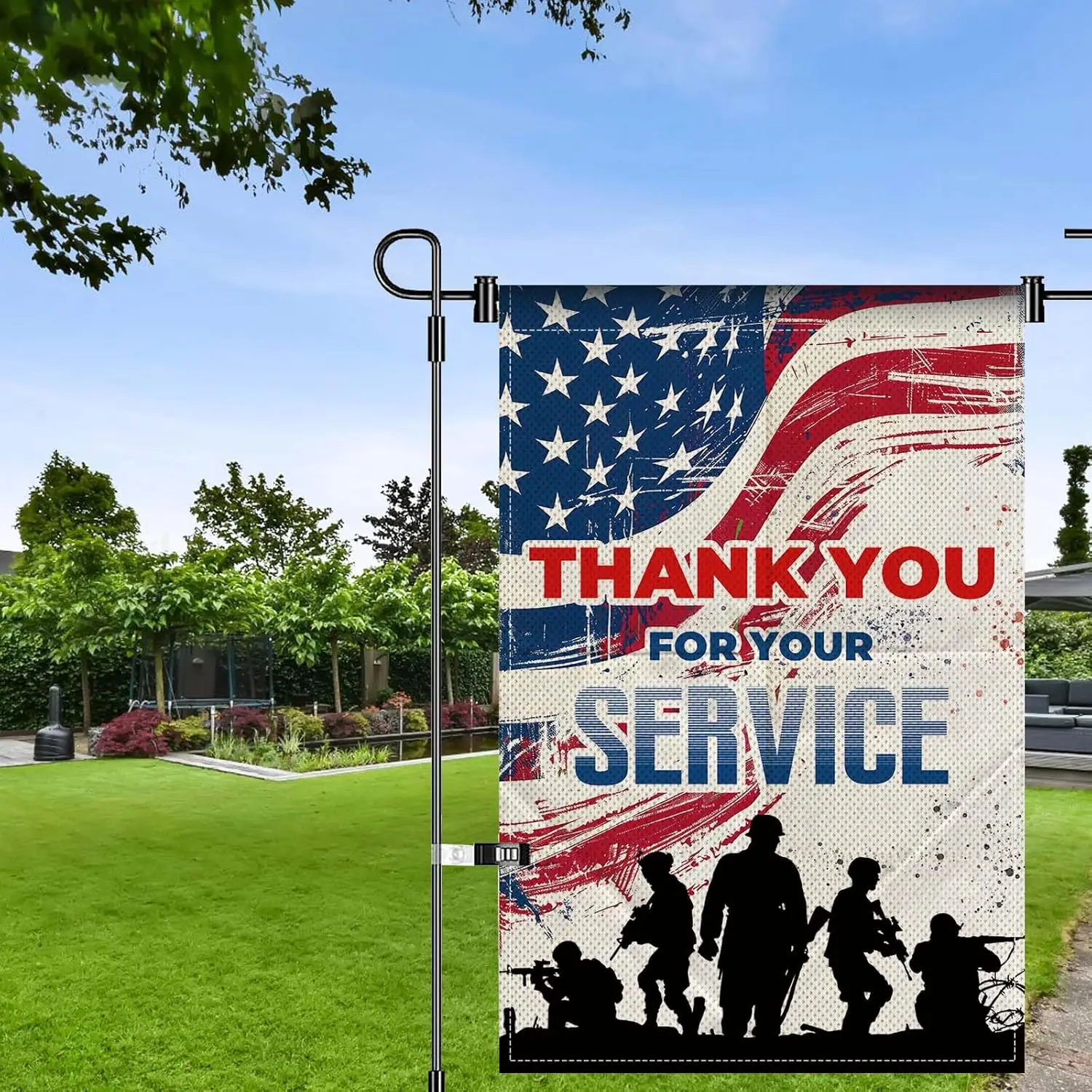 Thank You for Your Service Garden Flag Patriotic Banner 12X18 IN Memorial Day, Fourth of July, Veterans Day Patriotic Decora EEZ