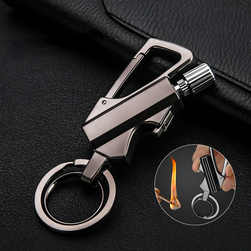 Multifunctional Match Kerosene Lighter Creative Keychain Bottle Opener Igniter Outdoor Waterproof Portable