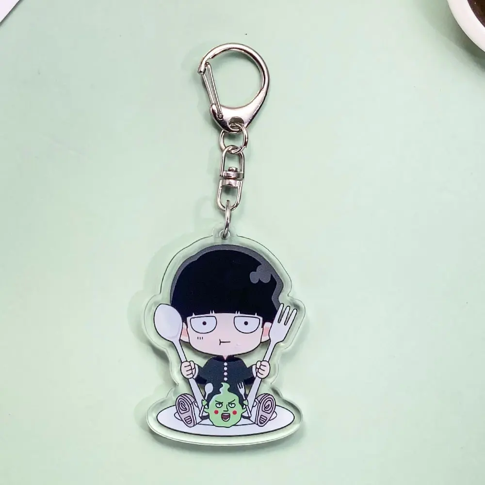 شخصيات أنيمي الغوغاء النفسي 100 الاكريليك سيارة المفاتيح اكسسوارات Kawaii حقيبة Charms ظهره قلادة حلقة رئيسية هدايا للأصدقاء