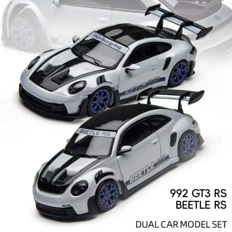 TM 1:64 992 GT3 RS Beetle North Twin Car Set Alloy Car Diecast Vehicles Collection Model Car Toy Christmas Gift Gifts for Men