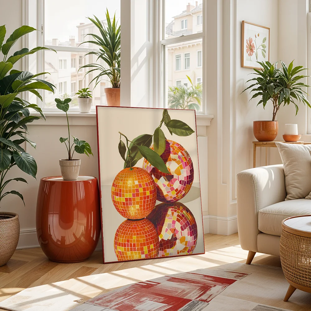 Home Decor Orange - 모던 디스코 오렌지 캔버스 벽 장식