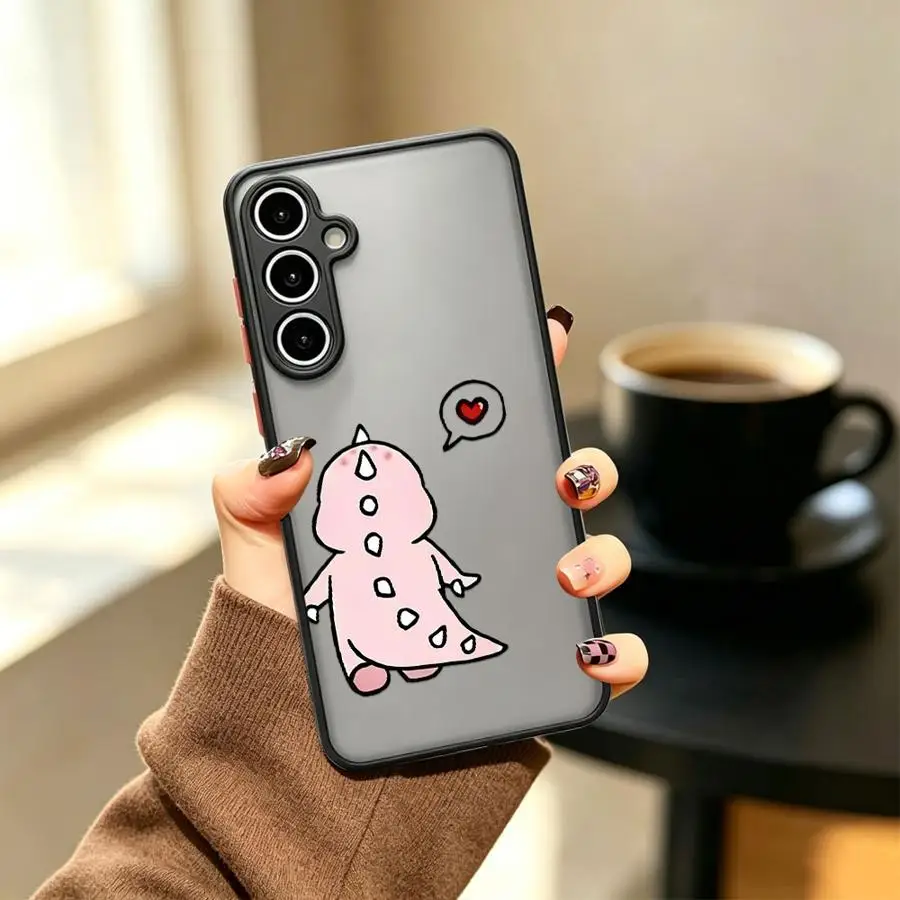 Pink Dino Heart Phone Cover Case for Samsung Galaxy A17 A52 A56 A55 A16 A15 A34 A36 A52S A72 A53 A35 A54 A23 A73 A33