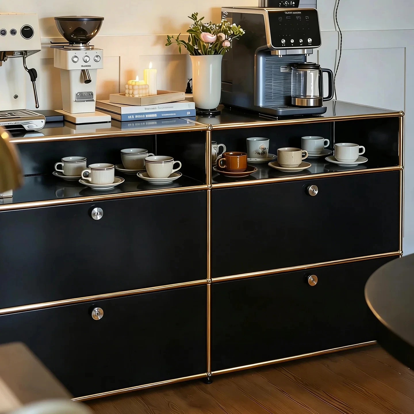 Luxury Modular Metal Sideboard Cabinet DIY Storage Shelf Customized Size TV Stand Living Room Cabinet Stainless Steel Home Use