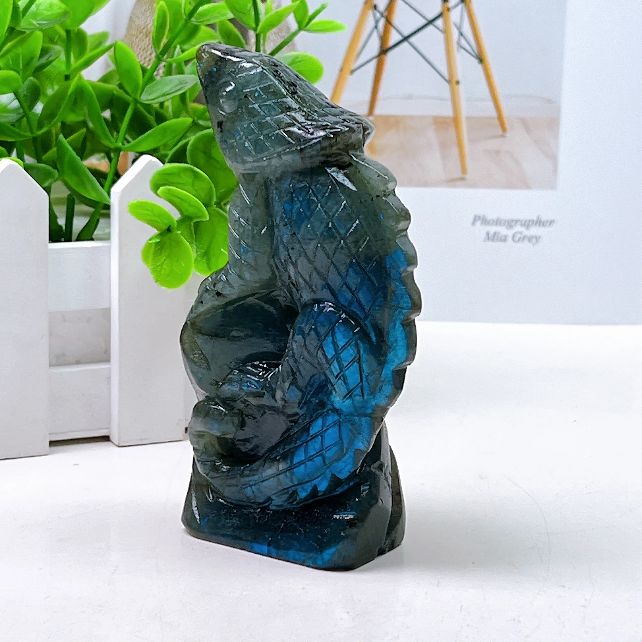 Natural Labradorite Lizard Carved Statue Room Ornament Healing Crystal Reiki Animal Figurine Gemstone Home Decor 1pcs