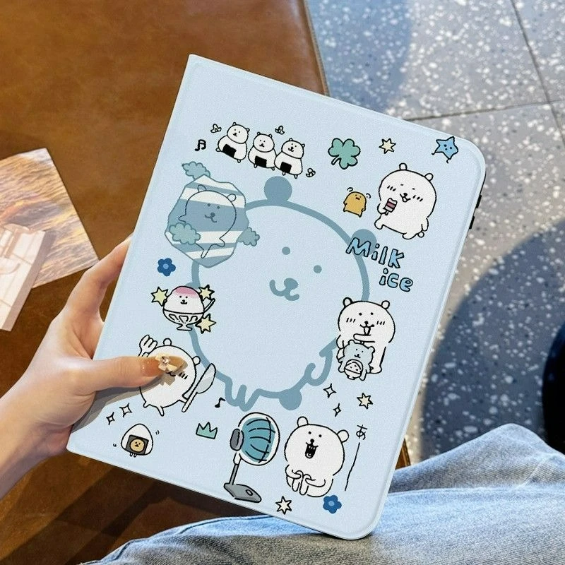 

Аниме-чехол для планшета Chiikawa с самоироничным медведем, противоударный, в виде книги, полностью закрывающий, новый стиль, креативный, милый, кавайный