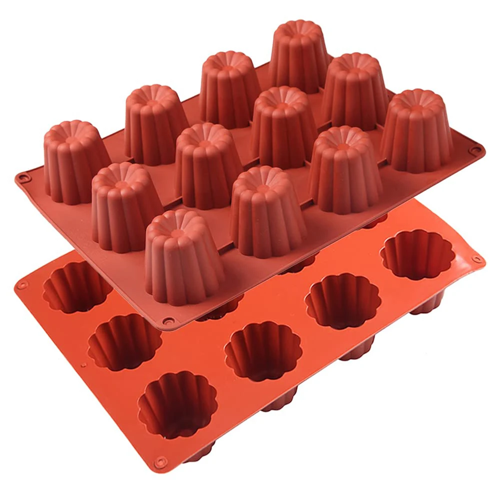 12/15 Cavity Silicone Canele Mold Mini Nonstick Canneles Cake Pan for Mousse Fondant Muffin DIY Baking Tray Kitchen Accessories