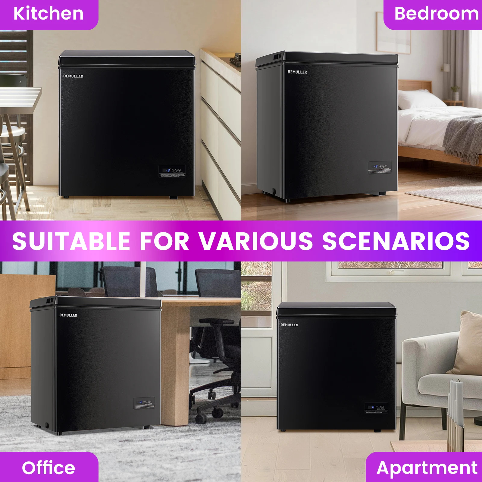 DEMULLER 4.05 Cubic Small Deep Freezer with Top Open Door and Removable Storage Baskets, Accurate Display of Cabinet Temp Freestanding, Ideal for Office Dorm or Apartment