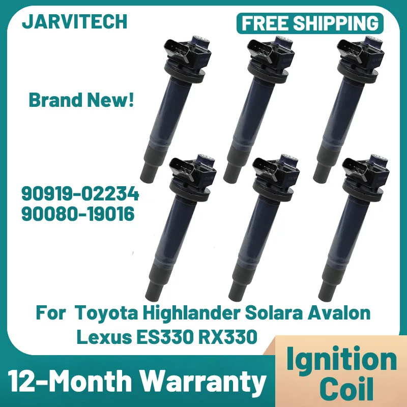 

New 6Pcs Auto Ignition Coil 90919-02234 For LEXUS ES300 RX300 RX400h TOYOTA AVALON CAMRY HIGHLANDER Sienna Solara 90080-19016