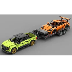 New Series Axle Trailer MOC-141761+sports Car F150+sports Car GT3 Building Blocks 1742PCS Children's Birthday Toy Christmas Gift