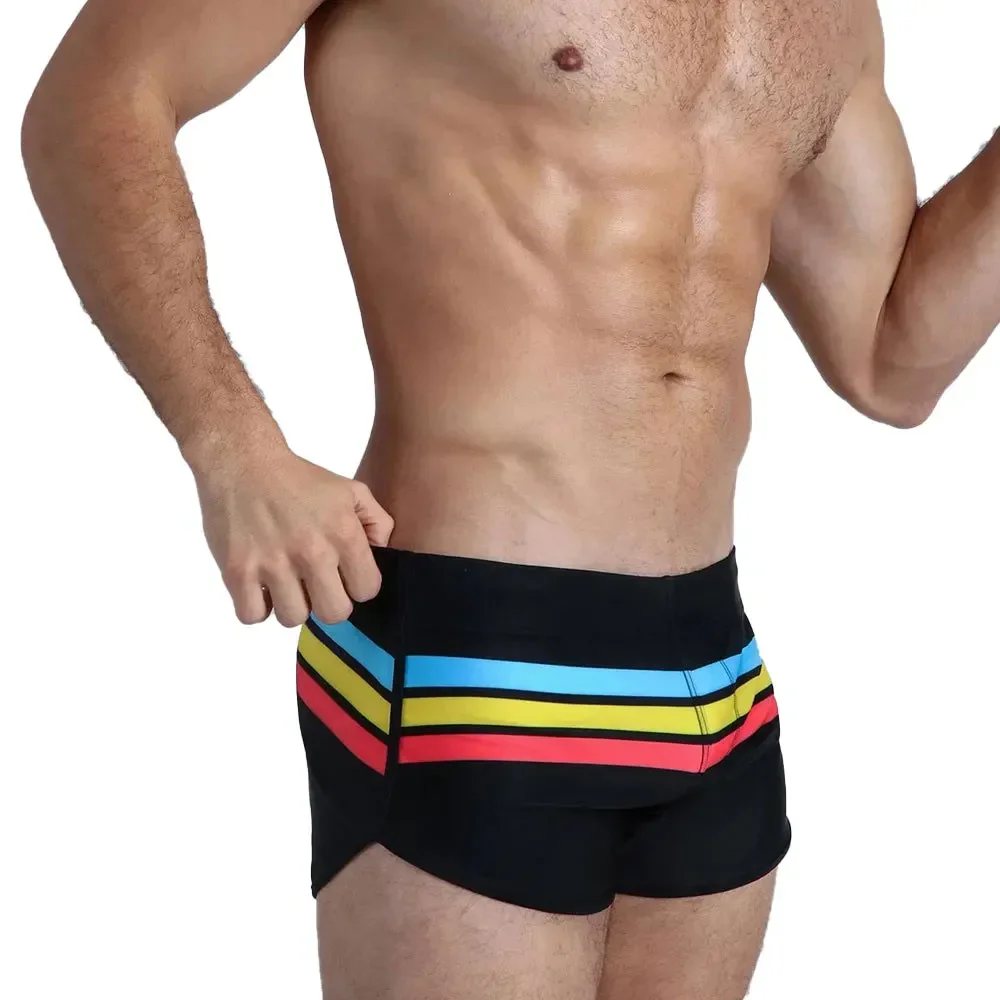 Mens Swimsuit Swim Trunks Strip Swimwear Surf Beach Shorts Quick Dry Brief Boxer Bathing Suits Beachwear Boardshort Underwear