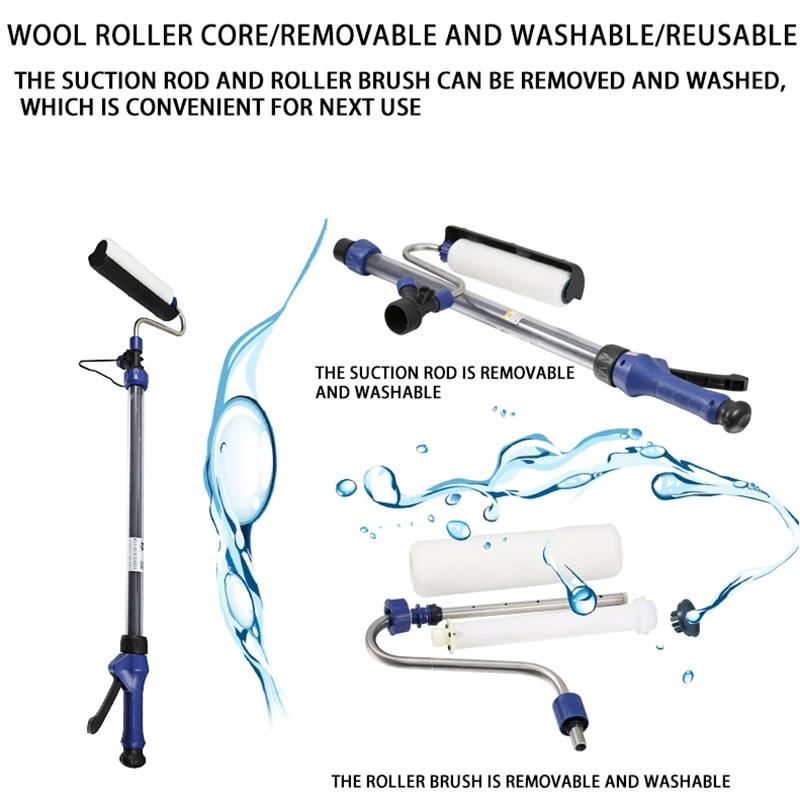 T T T 0103135   Rodillo de pintura de látex telescópico, máquina de cepillo, almacenamiento escalable, succión, tipo paja, herramienta de rodillo de pintura de pared alargadora