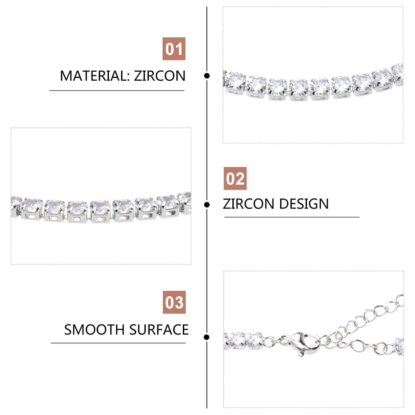 

Zircon Necklace Rhinestone Link Choker Zirconia Bridal Sterling Silver Jewelry for Girls Clavicle Chain