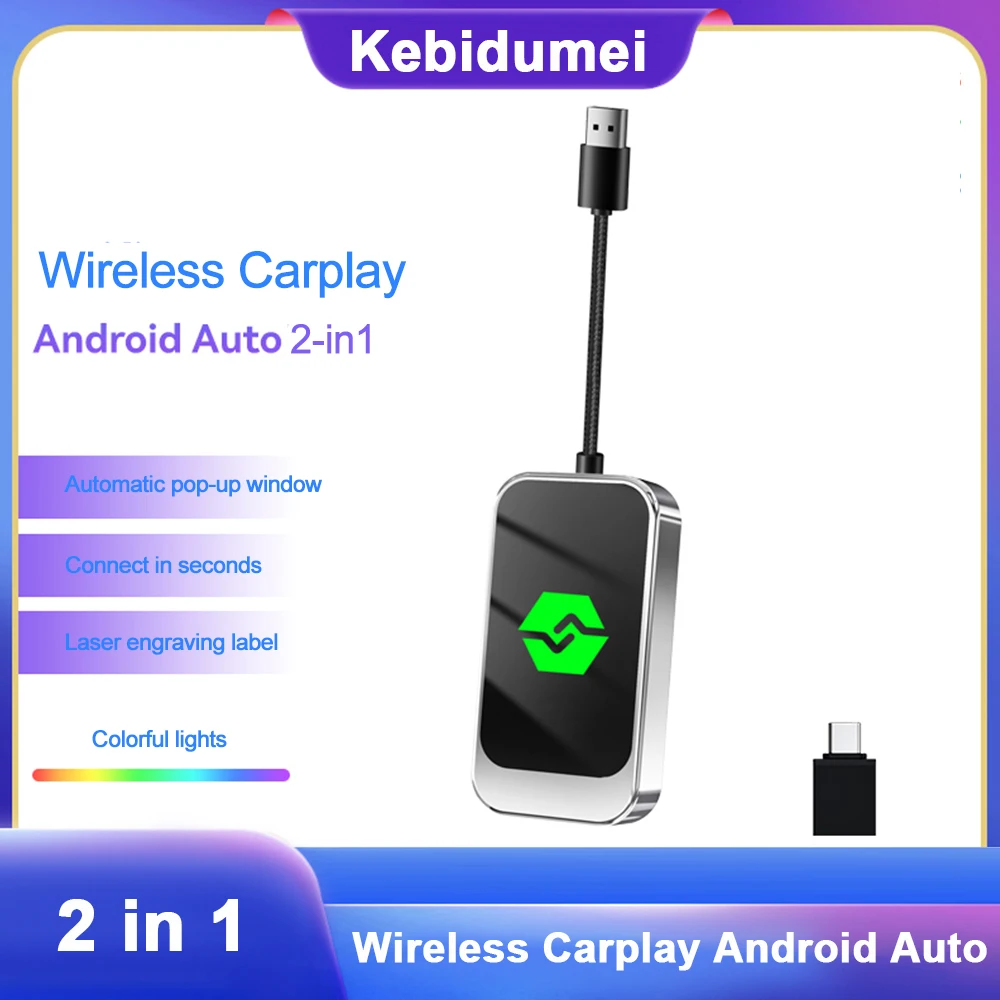 

Wired to Wireless Carplay Wireless Adapter Android Auto Dongle Carplay Smart Box For Toyota Mazda Chevrolet Ford Hyundai
