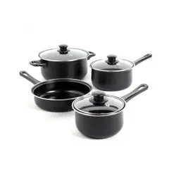 

Gibson Home Chef Du Jour 7 Piece Carbon Steel Nonstick Cookware Set in Black