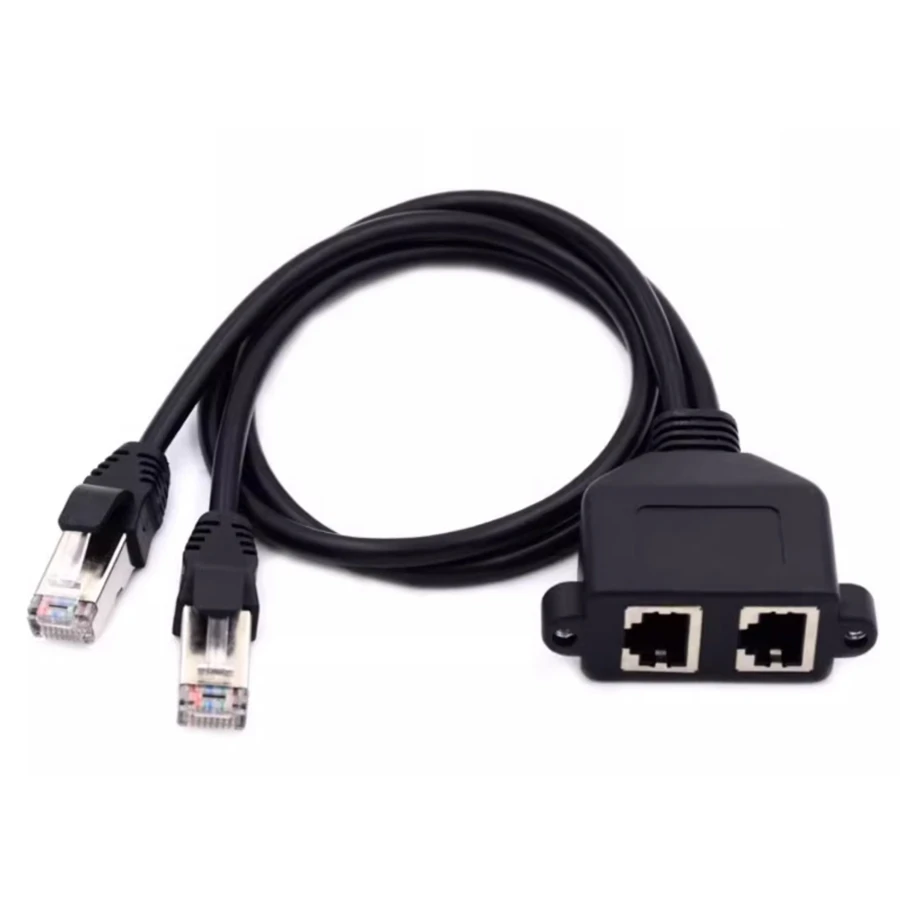 Double RJ45 Extension Cable RJ45 Male to Female Screw Panel Mount Ethernet LAN Network Extension Cate5/6 for Computer Network