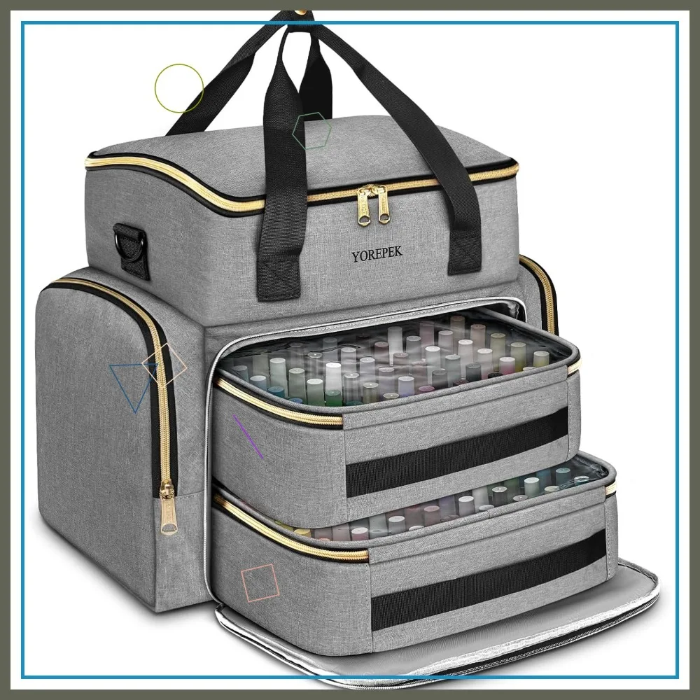 

Очень большой органайзер для лаков для ногтей, вмещает 96+ флаконов, с УФ-лампой и подставкой, серая сумка для гель-наборов и маникюрных инструментов