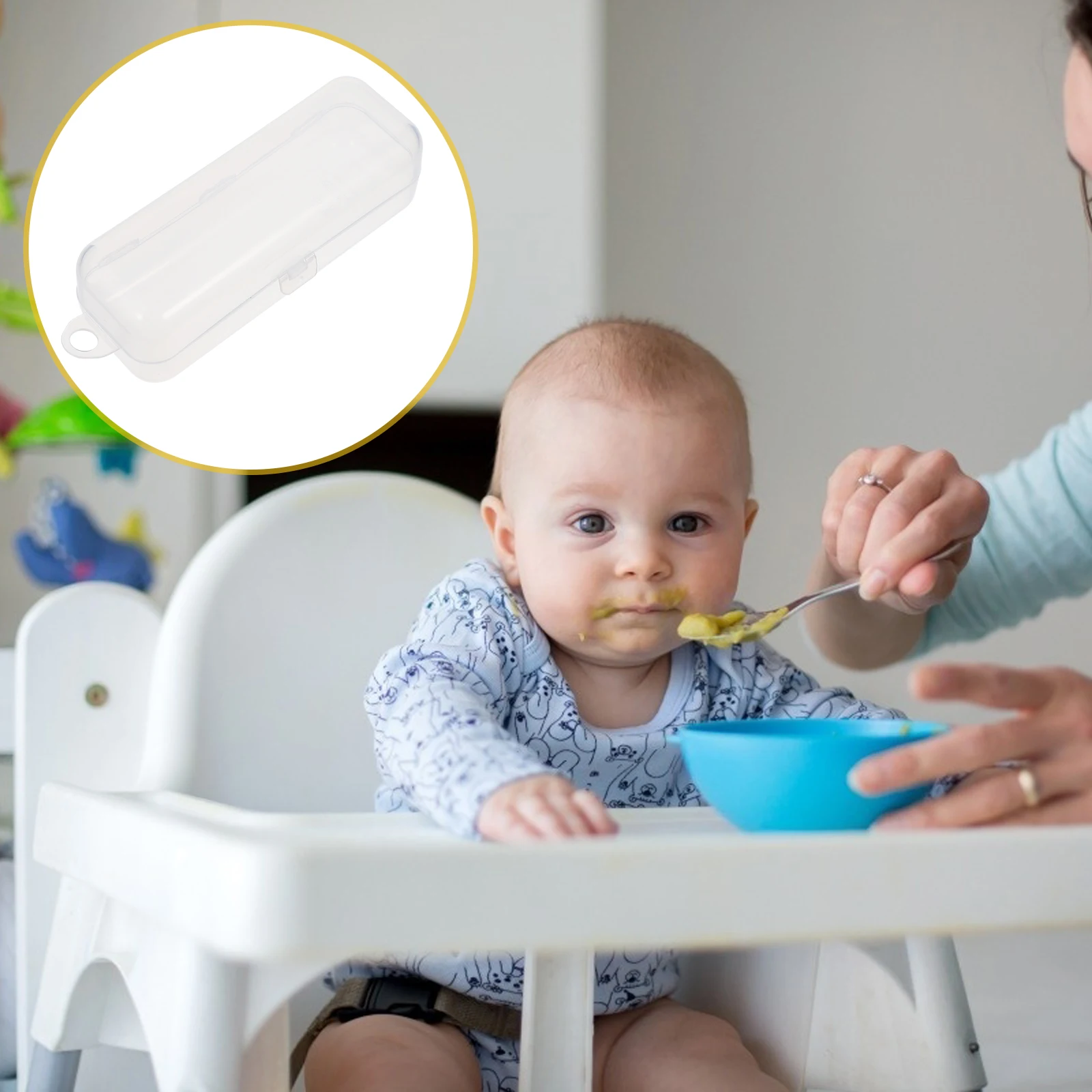

6pcs Pacifier Storage Box Dust Proof Spoon Fork Case Newborn Baby Safe PP Material Home Decor Wind Chime Container